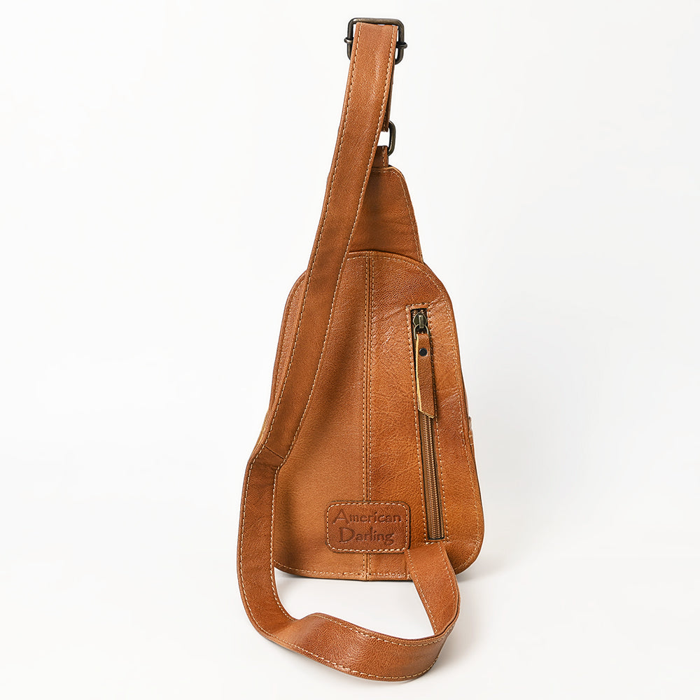 ADBG1481 Hand Tooled Leather Floral Sling Bag - Western Crossbody by American Darling
