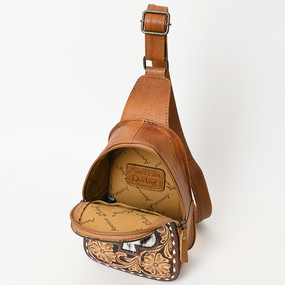 ADBG1481 Hand Tooled Leather Floral Sling Bag - Western Crossbody by American Darling