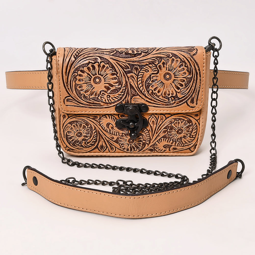 ADBGZ858 Tan Tooled Leather Convertible Belt Bag American Darling