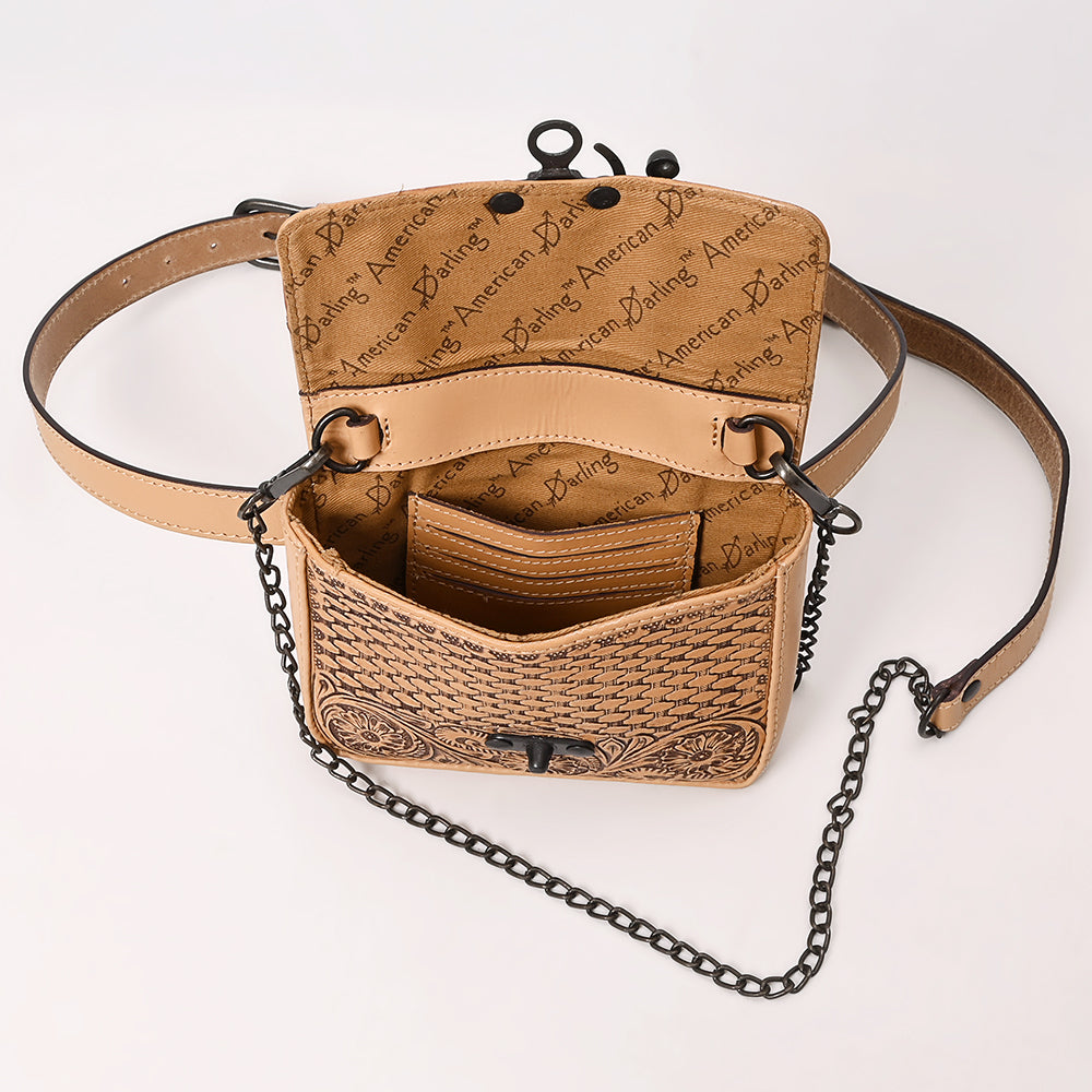 ADBGZ858 Tan Tooled Leather Convertible Belt Bag American Darling