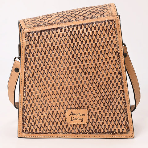 ADBGZ861 Vertical Tan Tooled Leather Crossbody Bag Western Floral | American Darling