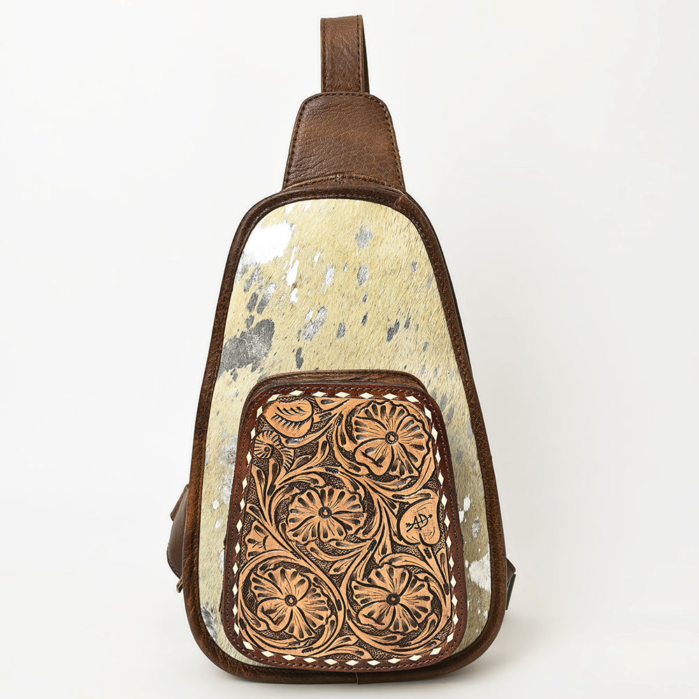 American Darling Floral Hand Tooled Bag | Hair on Cowhide Sling