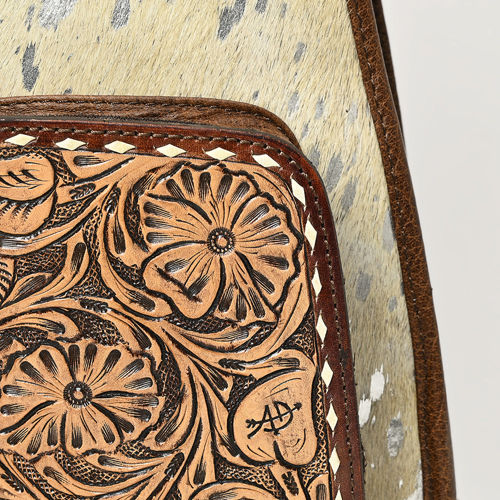 American Darling Floral Hand Tooled Bag | Hair on Cowhide Sling