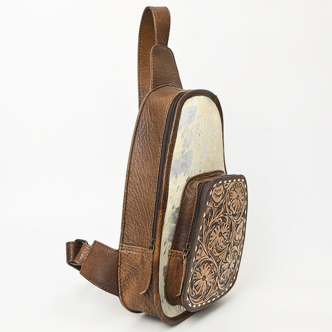 ADBG1146 American Darling Floral Hand Tooled Bag -Hair on Cowhide Sling