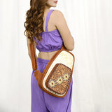 ADBG1146 Cowhide Leather Western Sling Bag with Hand-Tooled Pocket - Eleanor Edition by American Darling