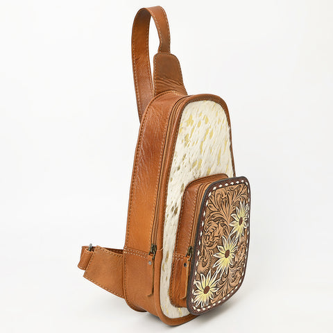 American Darling Floral Hand Tooled Bag -Hair on Cowhide Sling