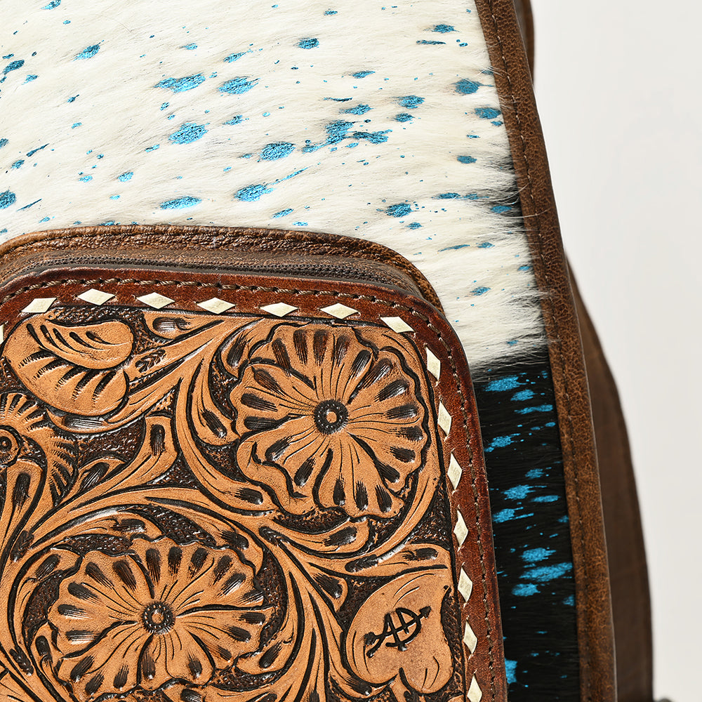 American Darling Floral Hand Tooled Bag | Hair on Cowhide Sling