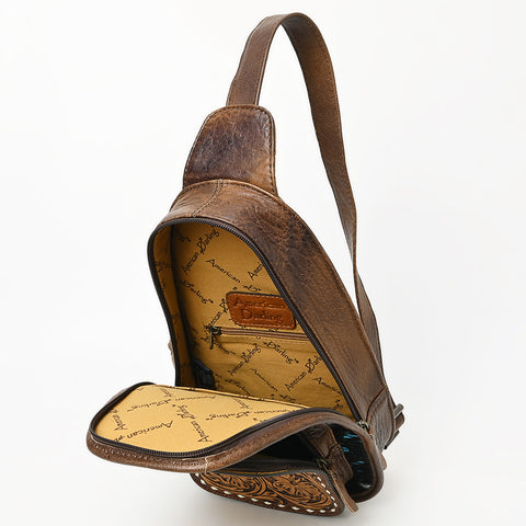 American Darling Floral Hand Tooled Bag -Hair on Cowhide Sling