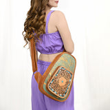 ADBG1146 Cowhide Leather Western Sling Bag with Hand-Tooled Pocket - Eleanor Edition by American Darling