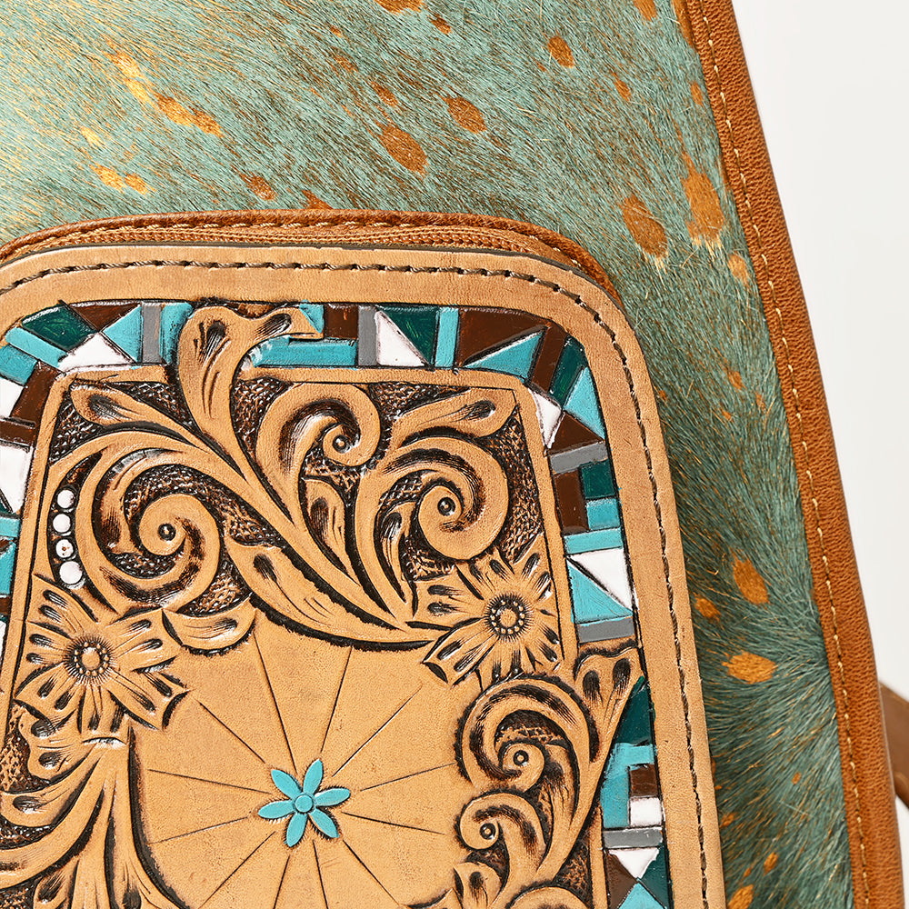 American Darling Floral Hand Tooled Bag | Hair on Cowhide Sling