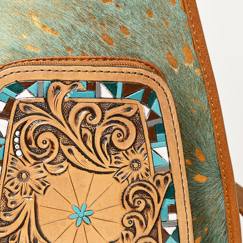 American Darling Floral Hand Tooled Bag -Hair on Cowhide Sling
