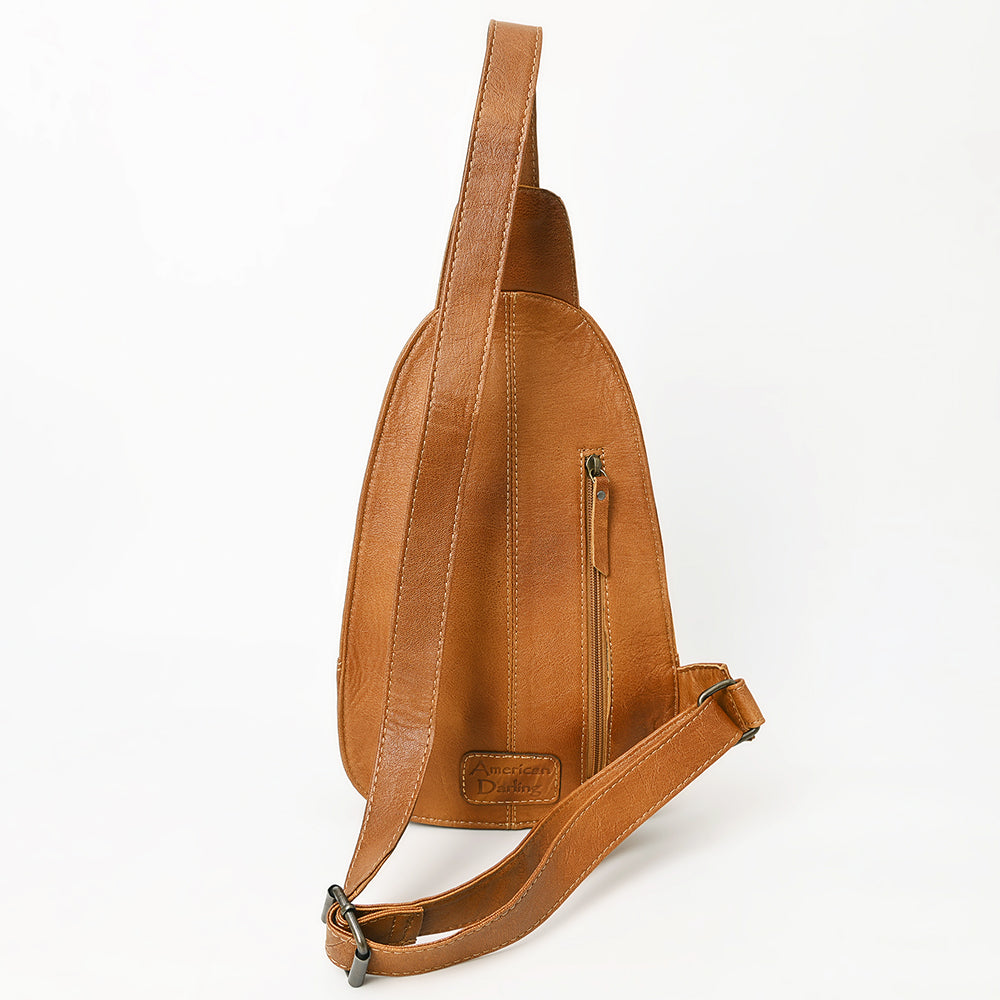 American Darling Floral Hand Tooled Bag | Hair on Cowhide Sling