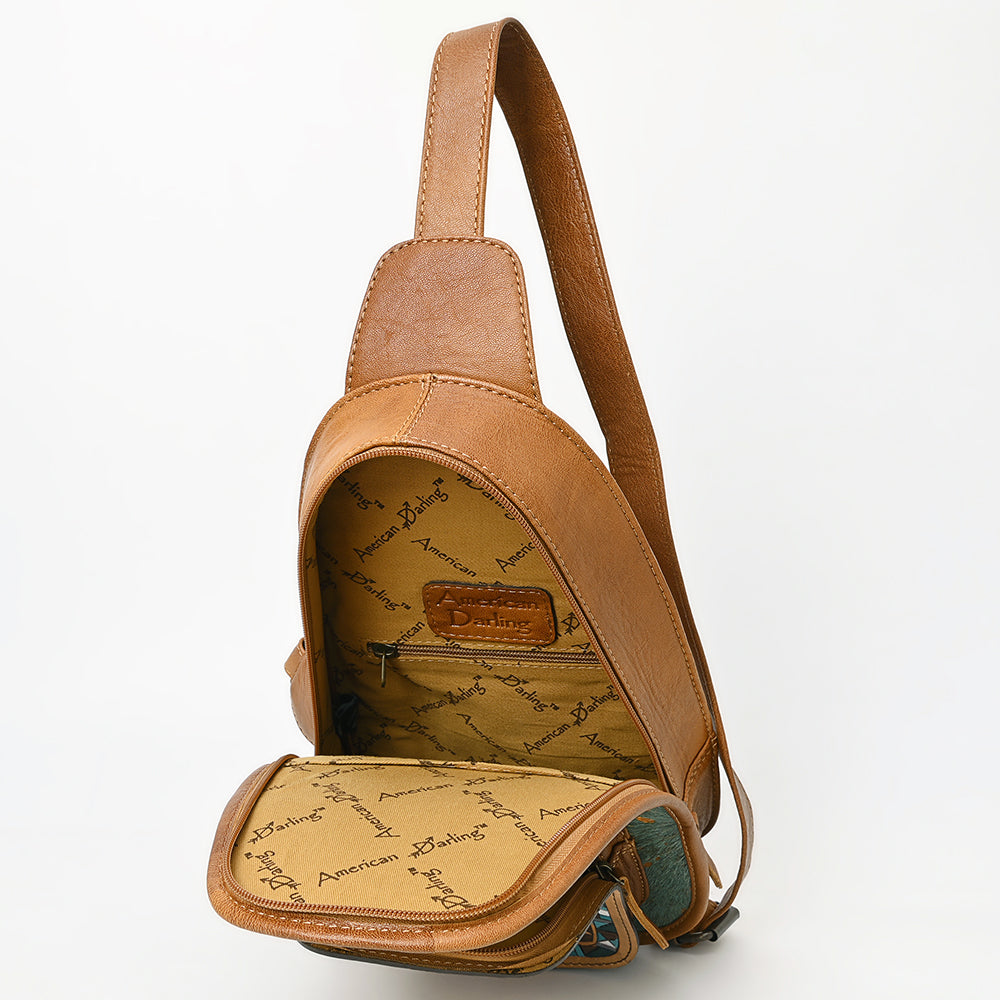 American Darling Floral Hand Tooled Bag | Hair on Cowhide Sling