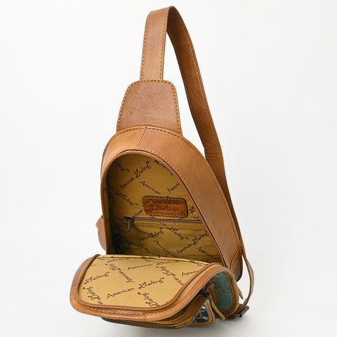 American Darling Floral Hand Tooled Bag -Hair on Cowhide Sling