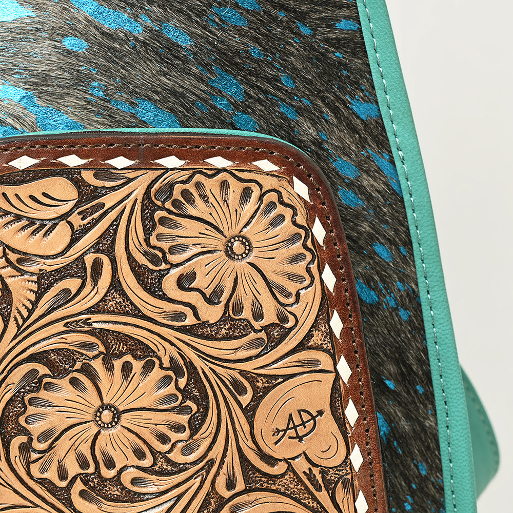 American Darling Floral Hand Tooled Bag | Hair on Cowhide Sling
