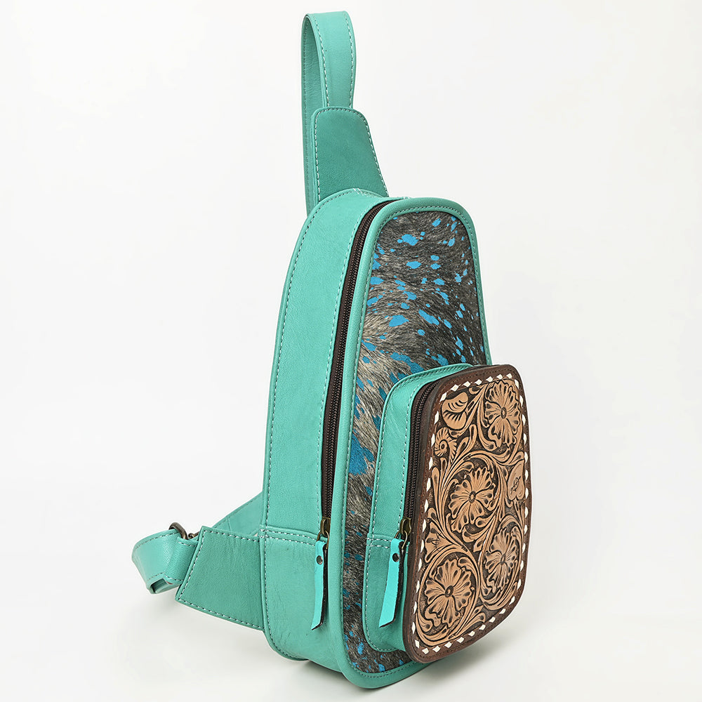 American Darling Floral Hand Tooled Bag | Hair on Cowhide Sling