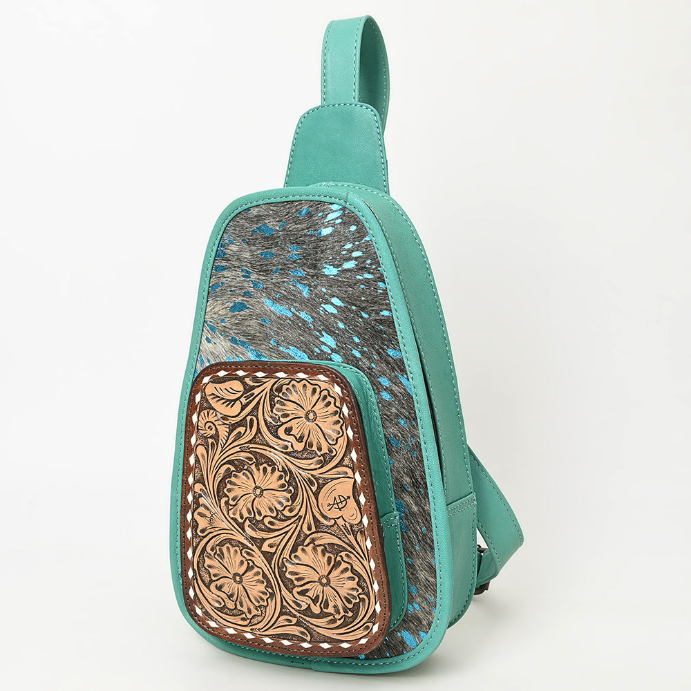 American Darling Floral Hand Tooled Bag | Hair on Cowhide Sling