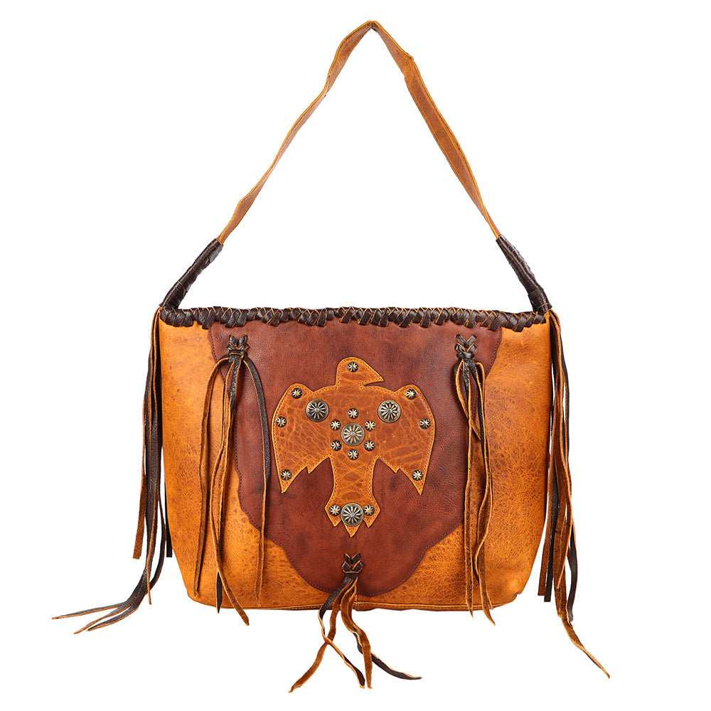 ADBGM422B Thunderbird Leather Hobo Bag with Fringe & Concho Accents - American Darling