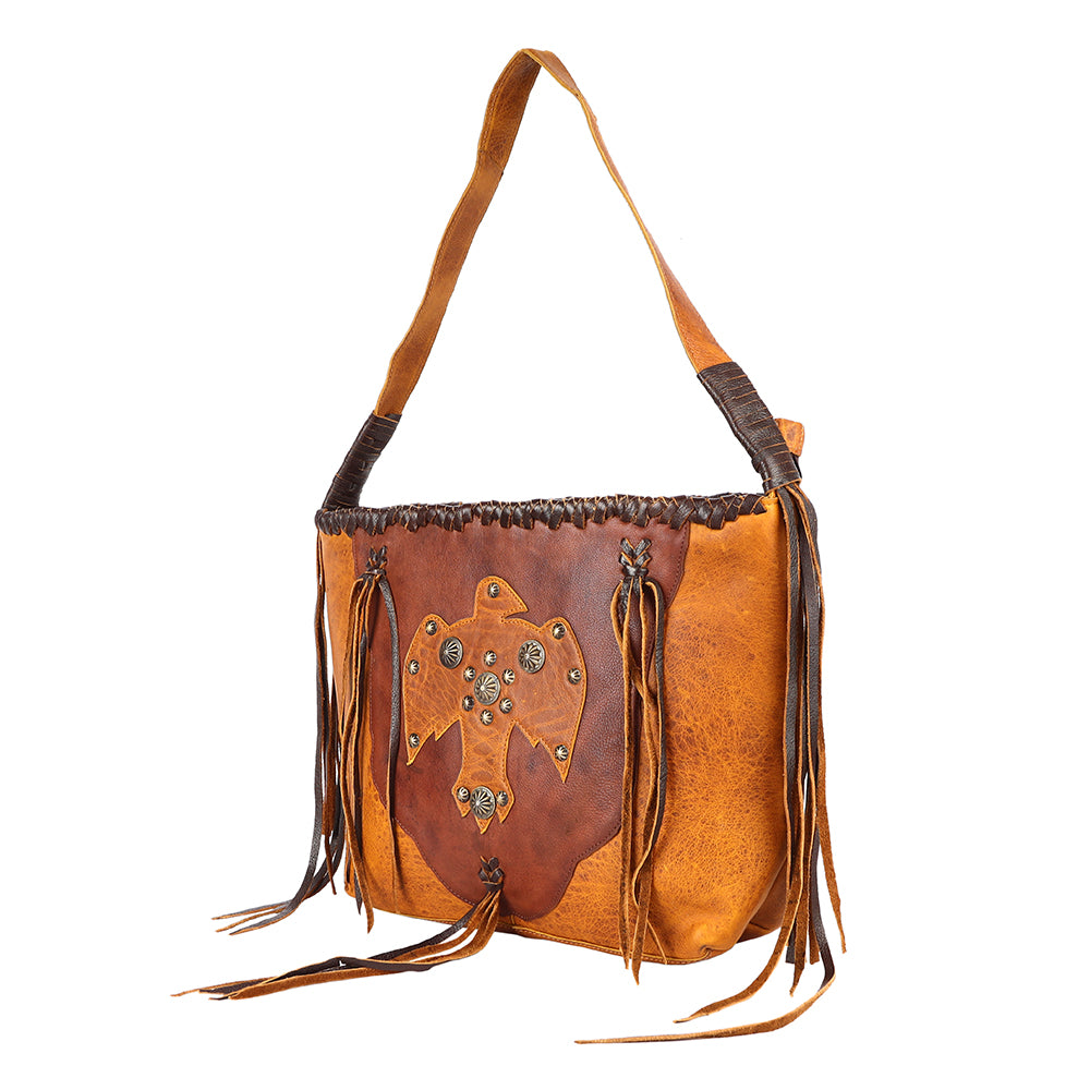 ADBGM422B Thunderbird Leather Hobo Bag with Fringe & Concho Accents - American Darling