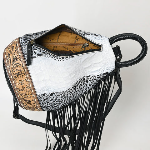 American Darling Crocodile Embossed Sling Bag | Hand-Tooled Leather Fringe Bag