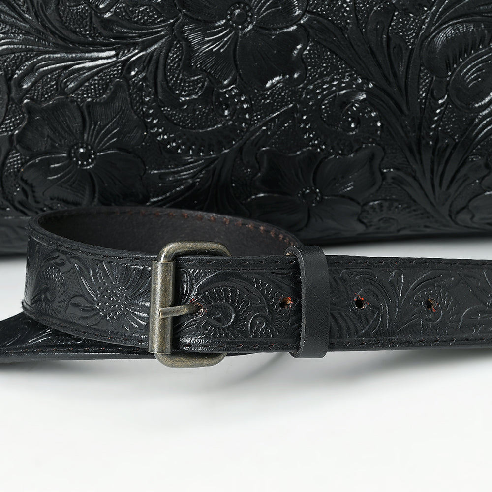 ADBG1483 Hand-Tooled Leather Duffle Bag - Floral Western Travel Purse