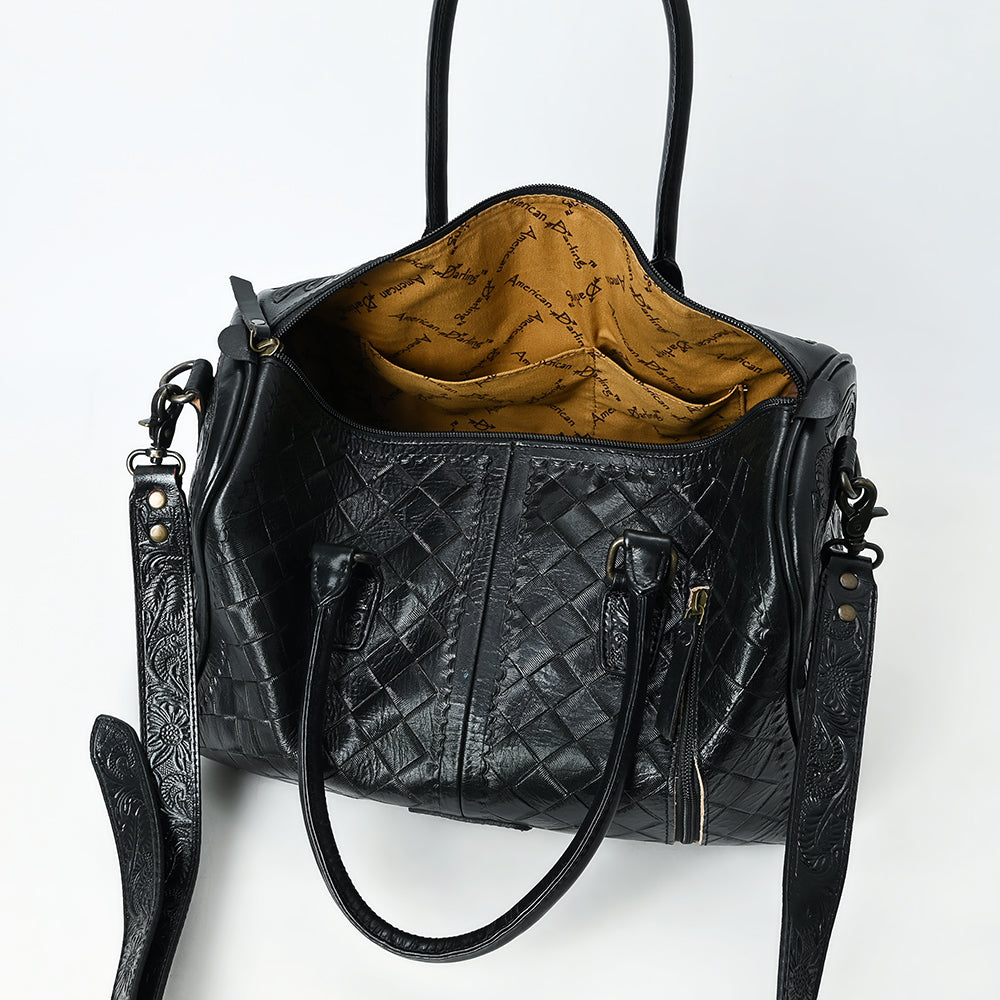 ADBG1483 Hand-Tooled Leather Duffle Bag - Floral Western Travel Purse