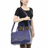 ADBG1483 Hand-Tooled Leather Duffle Bag - Floral Western Travel Purse