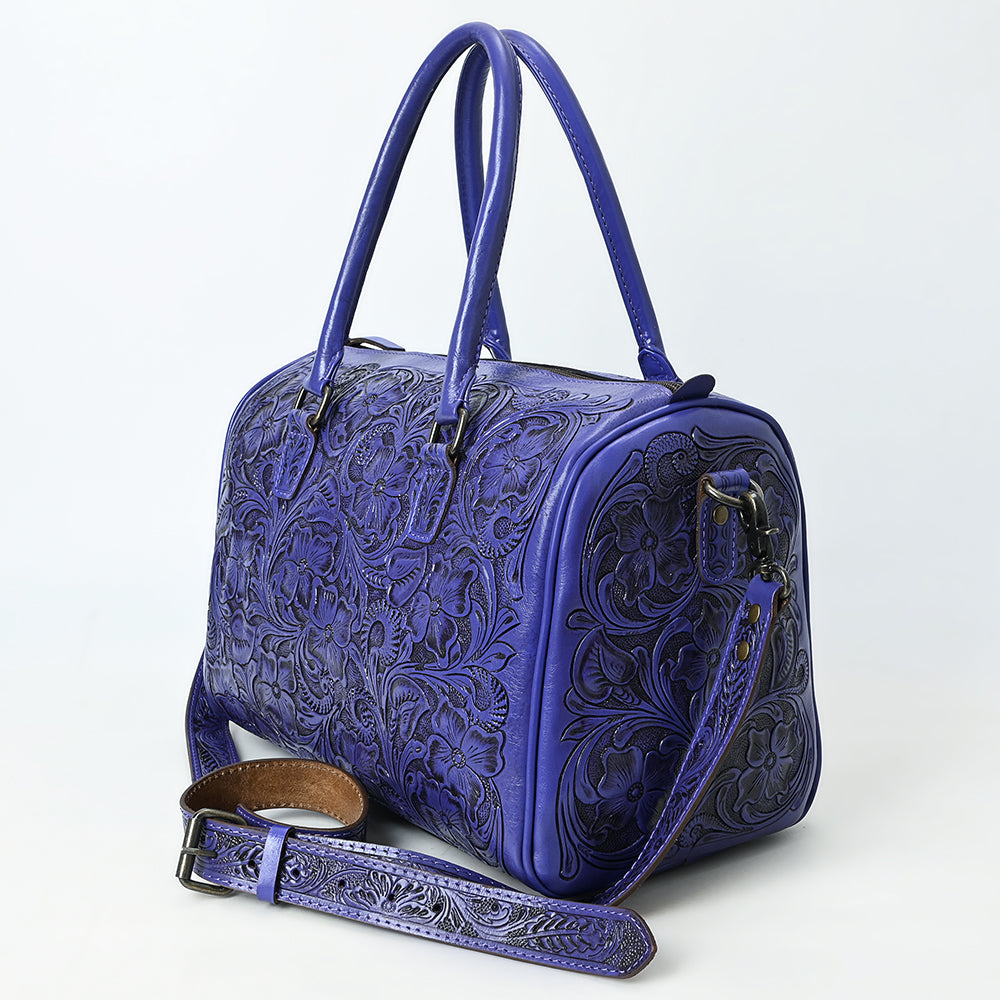 ADBG1483 Hand-Tooled Leather Duffle Bag - Floral Western Travel Purse