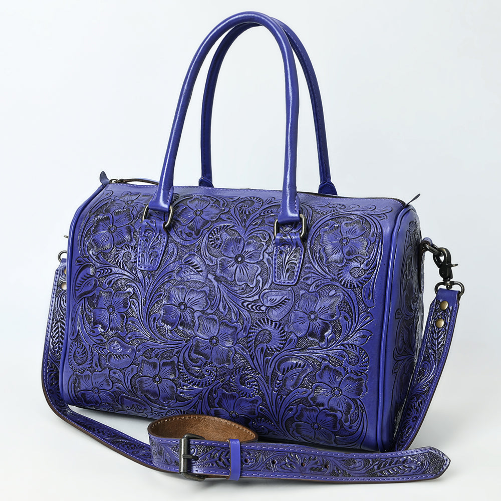ADBG1483 Hand-Tooled Leather Duffle Bag - Floral Western Travel Purse