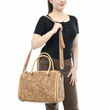 ADBG1483 Hand-Tooled Leather Duffle Bag - Floral Western Travel Purse