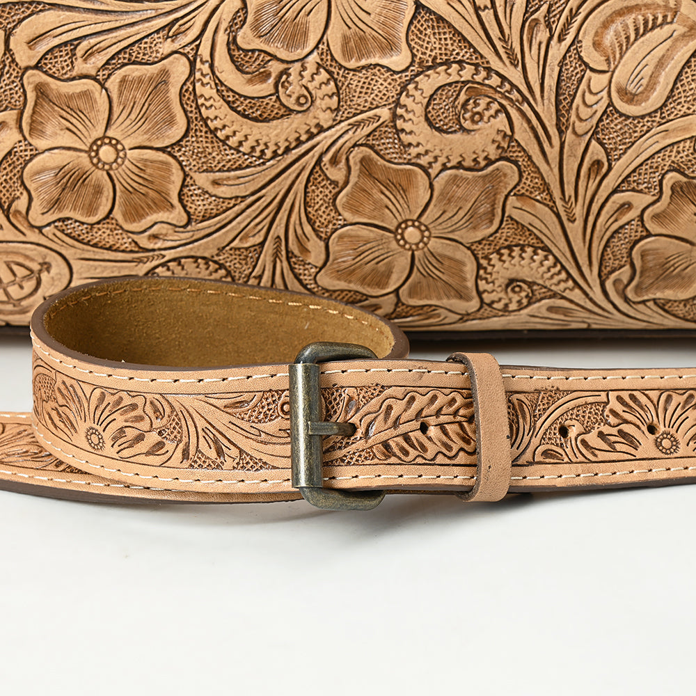 ADBG1483 Hand-Tooled Leather Duffle Bag - Floral Western Travel Purse