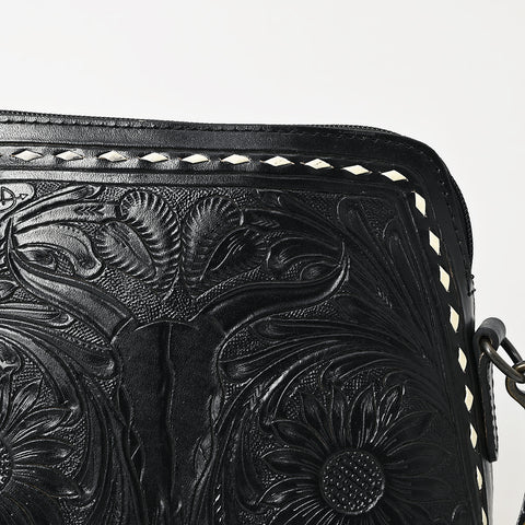 American Darling Hand Tooled Western Leather Crossbody - Floral Carved Full Grain Leather