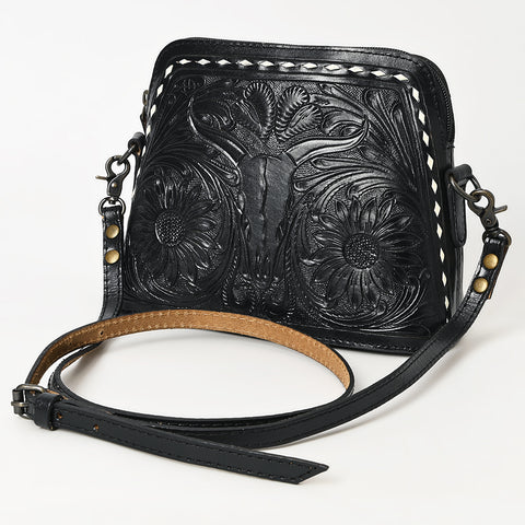 American Darling Hand Tooled Western Leather Crossbody - Floral Carved Full Grain Leather