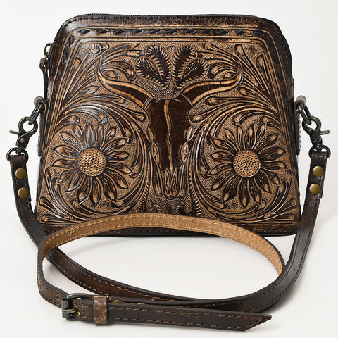 American Darling Hand Tooled Western Leather Crossbody - Floral Carved Full Grain Leather