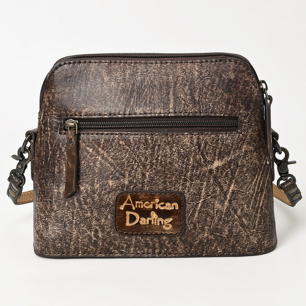 ADBG769 Western Tooled Leather Crossbody with Longhorn Design American Darling