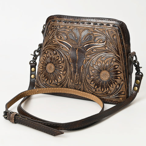 American Darling Hand Tooled Western Leather Crossbody - Floral Carved Full Grain Leather