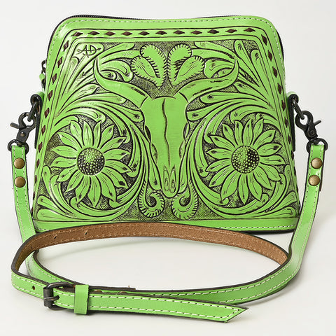 American Darling Hand Tooled Western Leather Crossbody - Floral Carved Full Grain Leather