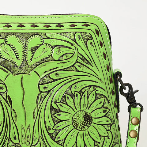 American Darling Hand Tooled Western Leather Crossbody - Floral Carved Full Grain Leather
