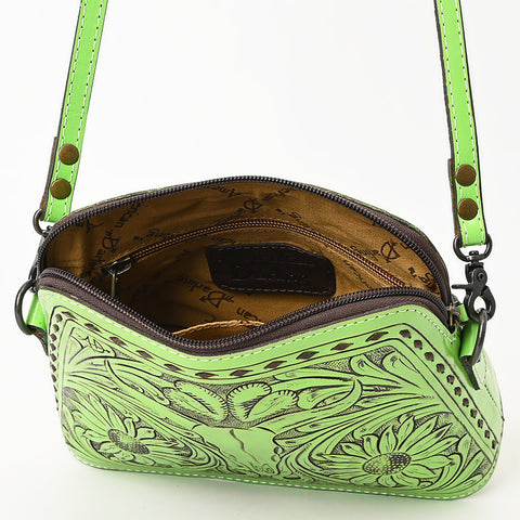 American Darling Hand Tooled Western Leather Crossbody - Floral Carved Full Grain Leather