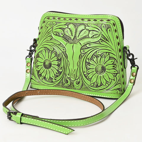 American Darling Hand Tooled Western Leather Crossbody - Floral Carved Full Grain Leather