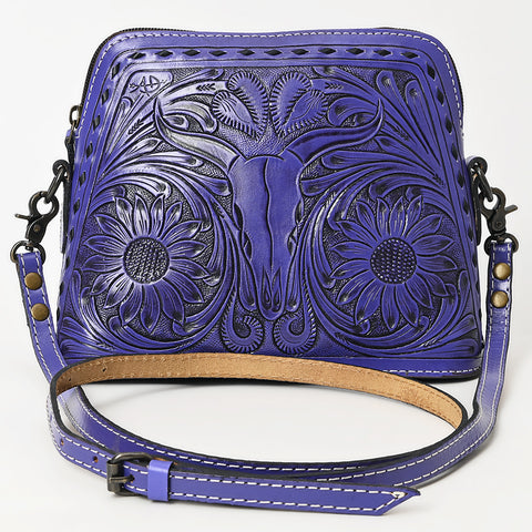 American Darling Hand Tooled Western Leather Crossbody - Floral Carved Full Grain Leather