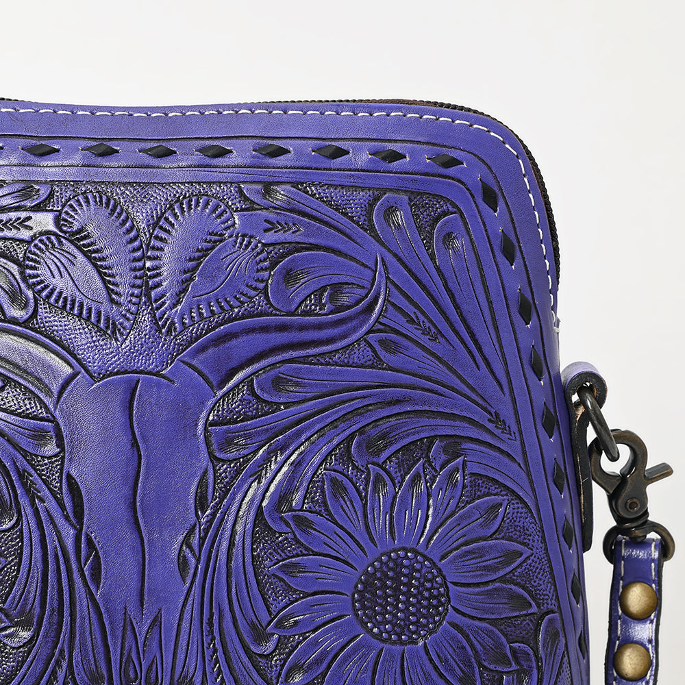 ADBG769 Western Tooled Leather Crossbody with Longhorn Design American Darling