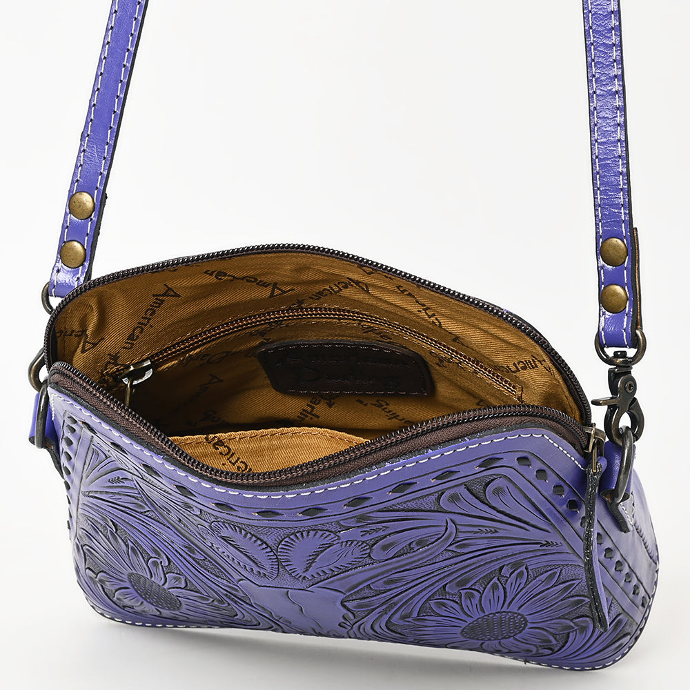 ADBG769 Western Tooled Leather Crossbody with Longhorn Design American Darling