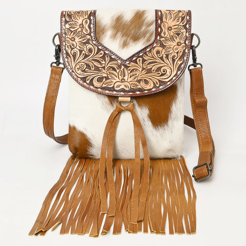 American Darling Hair-On Cowhide & Hand-Tooled Crossbody Bag | Tassel Flap Purse