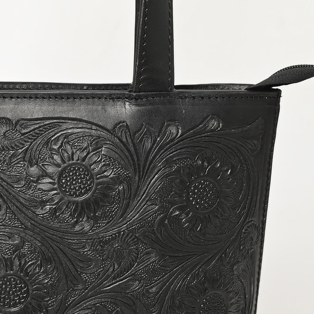 ADBGZ836A Sunflower Tooled Leather Western Tote Bag Classic Black
