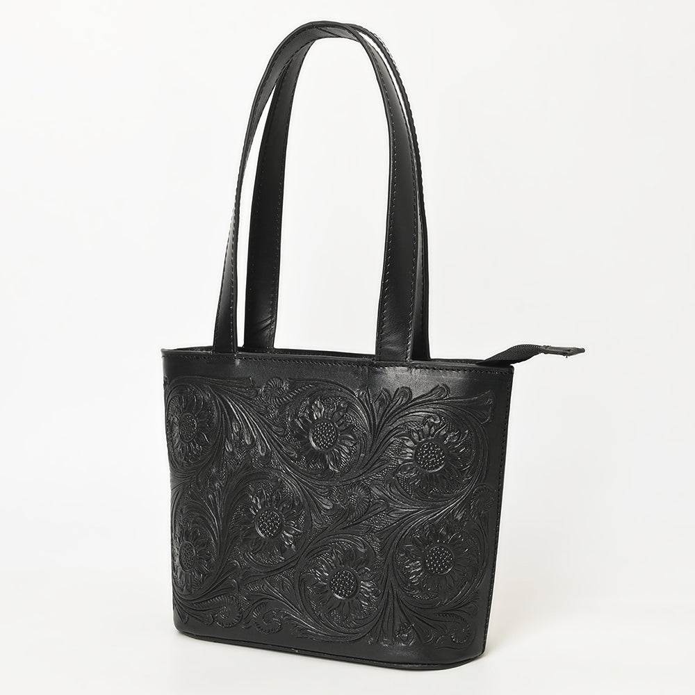 ADBGZ836A Sunflower Tooled Leather Western Tote Bag Classic Black