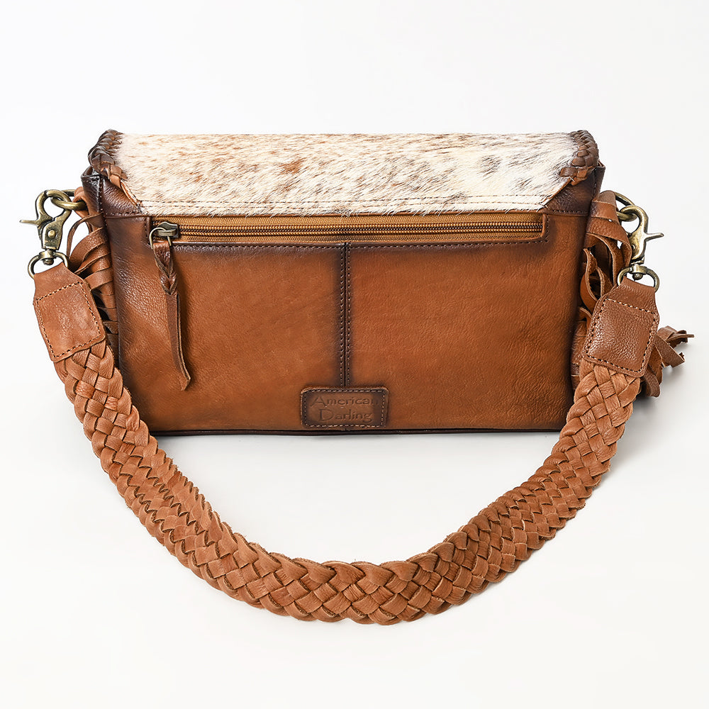 ADBGM429 Hair-On Hide Foldover Fringe Bag with Braided Strap - American Darling