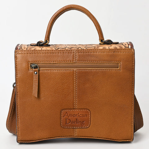 American Darling Hand-Tooled Leather Messenger Bag ï¿½ Floral Carved Genuine Western Purse