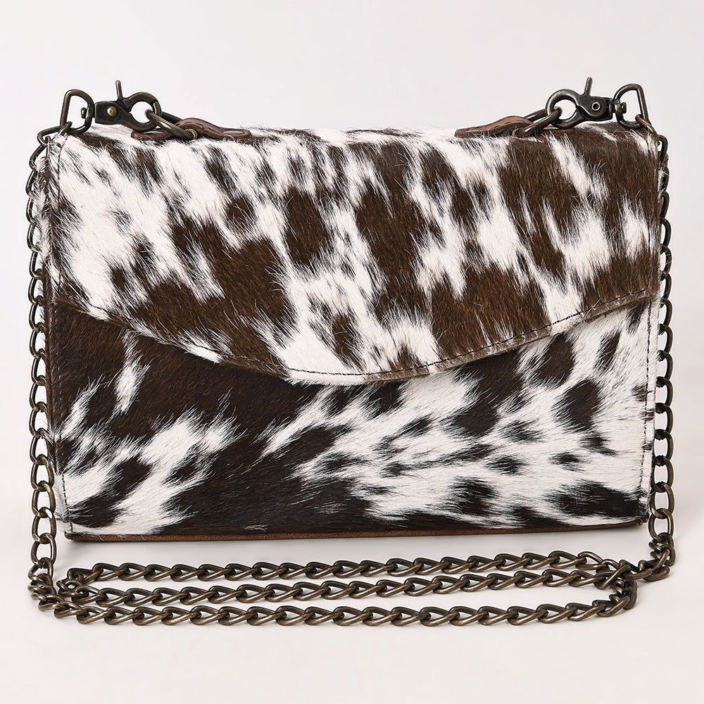 ADBG1489 Genuine Cowhide Leather Clutch with Chain Strap - Western Evening Bag