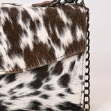 ADBG1489 Genuine Cowhide Leather Clutch with Chain Strap - Western Evening Bag